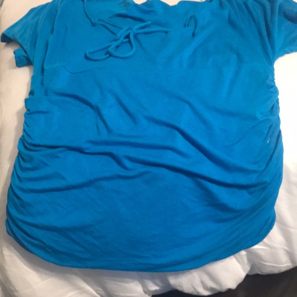Aqua rouched shirt - Picture 3 of 4